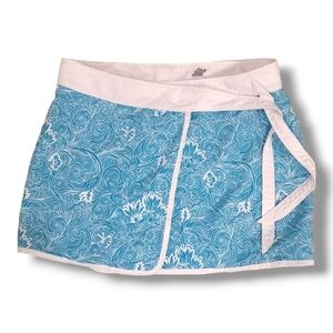 Eastern Mountain Sports Aqua And White Printed Wrap Swimsuit Cover-Size Large